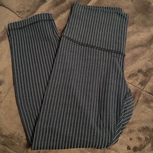 lulu lemon pin stripe navy leggings